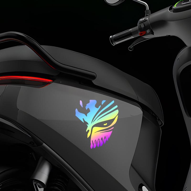 Product Introduction of Death Mask Reflective Car Sticker JDM Japanese Anime Kurosaki ichigo Sticker Decor Helmet Motorcycle Scooter Auto Body Window Fuel Tank Cap Rear Trunk Decal Accessories 15