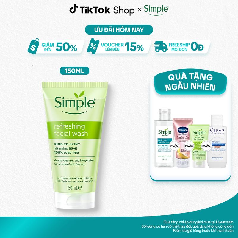 Sữa Rửa Mặt Simple Sạch Khoẻ Đàn Hồi 150ml