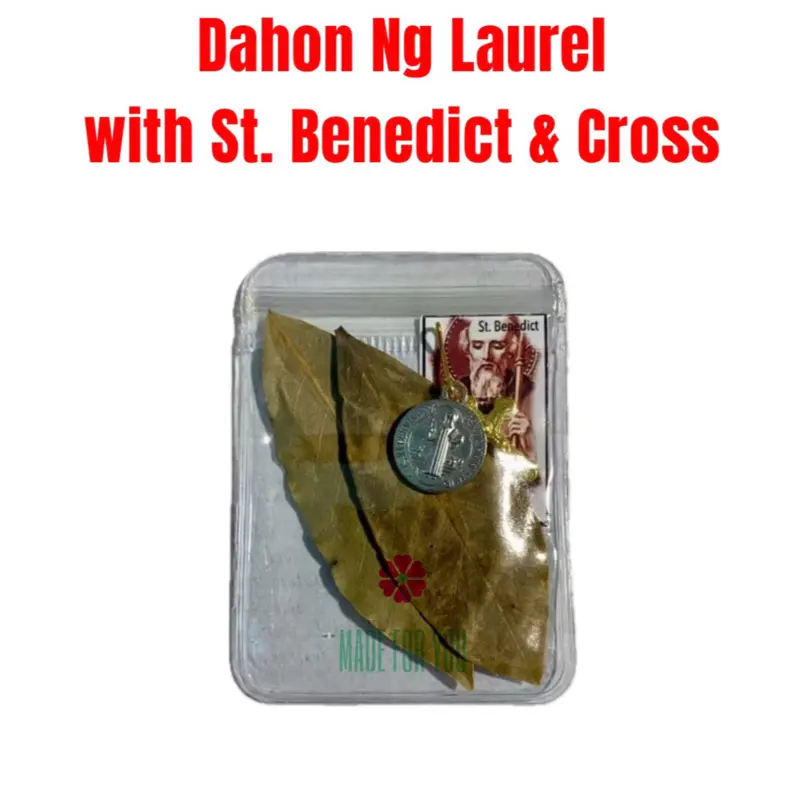 Laurel Leaves Dahon ng Laurel w/ St. Benedict & Cross Lucky Wallet bag home Charm