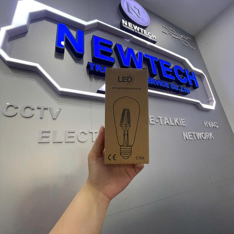 Đèn LED Newtech ST64 kiểu đèn dây tóc giả dạng đèn sợi đốt