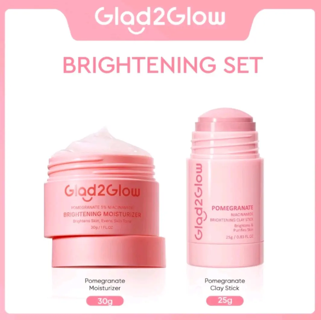 NEW LOUNCH GLAD2GLOW POMEGRANATE NIACINAMIDE BRIGHTENING CLAY STIK WAJAH SPESIAL BUNDLING 2IN1 PAKET WAJAH 2 PCS CLAY MASK PINK MOISTURIZER