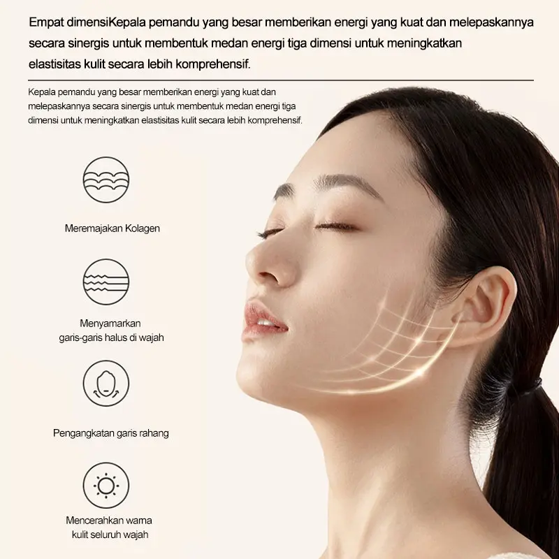 AmazeFan 4in1 setrika alat facial wajah Anti Anging alat pengecil poripori pembersih komedo wajah elektrik ion pijat face roller massager setrika kecantikan wajah RF/anti-kerut/Pemutihan/Pembersihan 1