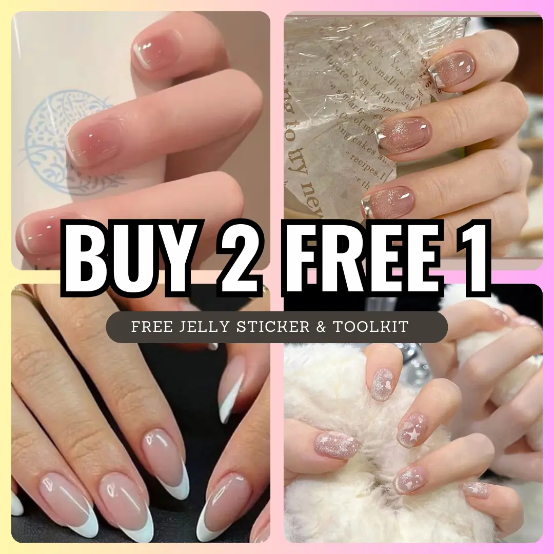 [ LIVE ONLY ] LONG DESIGN 24Pcs/Box Fake Nails with Glue Kuku Palsu dengan gum Press On Nails