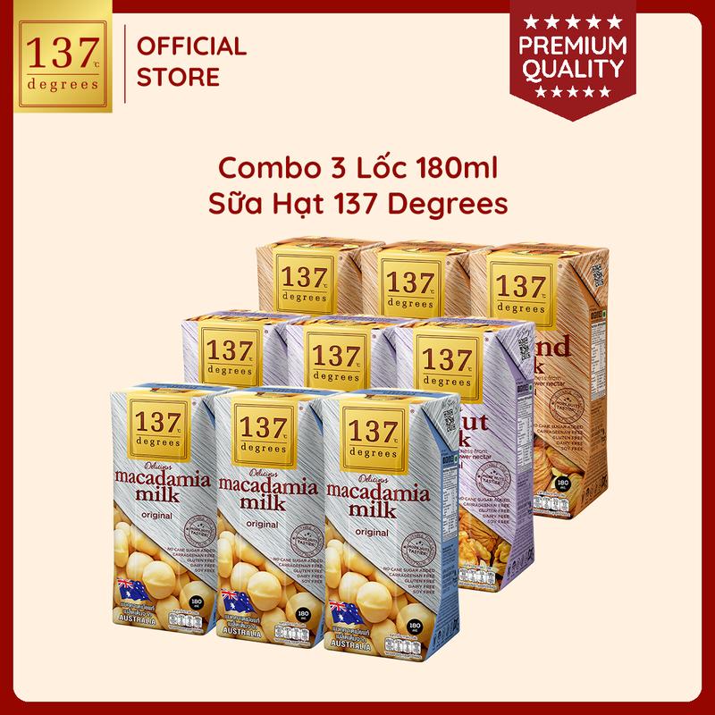 COMBO 3 LỐC 180ML Sữa Hạt 137 Degrees Không Đường Healthy Nhập Khẩu Chính Hãng Thái Lan