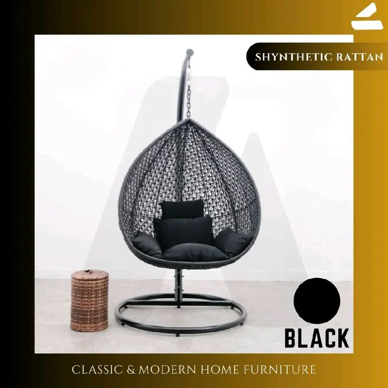 KURSI AYUNAN GANTUNG PIR ROTAN SINTETIS SET JOK BANTAL DUDUKAN / BANGKU TERAS AYUNAN GOYANG INDOOR OUTDOOR - DESAIN MINIMALIS SYNTHETIC RATTAN Furniture 1