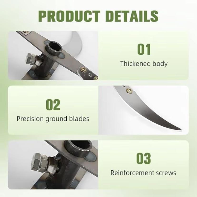 Pisau Mesin Cacah Rumput Sayuran Multifungsi Pakan Ternak Entok Ayam untuk Dinamo dan Stick Bor Jenis baru alat pemotong sayuran dengan mata pisau yang lebih tebal, dudukan mata pisau, dan batang dasar.