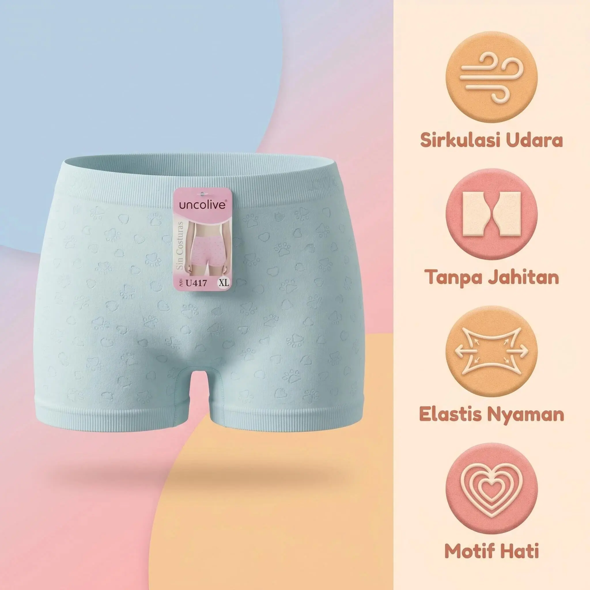 3pcs UNCOLIVE anak pakaian dalam girls 4-16Tahun 10-40kg Fashion Cocok untuk  lembut dan nyaman, 3 warna, dipilih secara acak