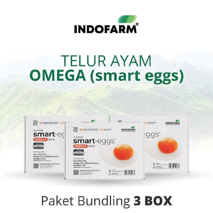 Gambar [BUNDLING 3 BOX] Telur Omega 3 Organik - INDOFARM Smart Eggs dari INDOFARM JAKARTA SELATAN Kota Administrasi Jakarta Selatan Tokopedia