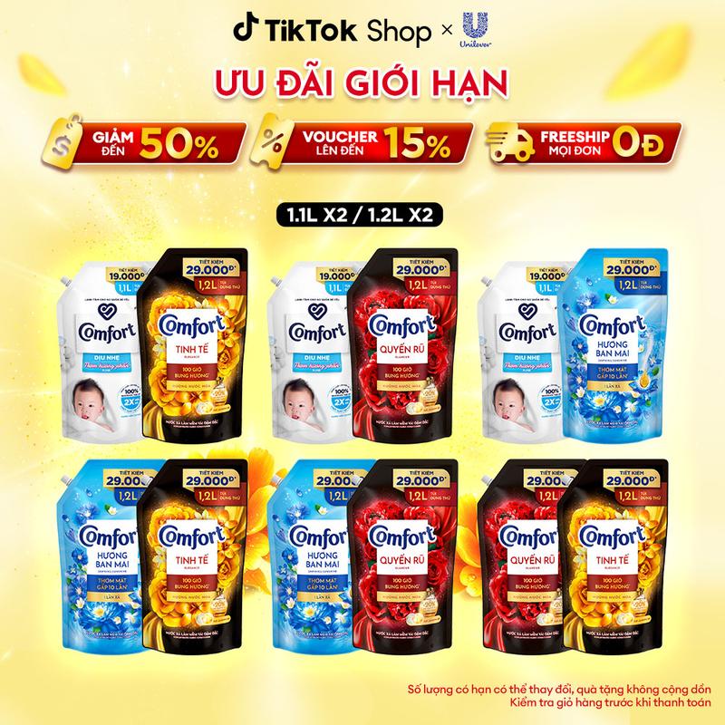 Combo 2 Nước Xả Vải Comfort Dịu Nhẹ cho cả nhà & Hương Nước Hoa /1 Lần Xả Túi 1.1L/1.2L  - Độc Quyền Tại Tiktokshop [1]