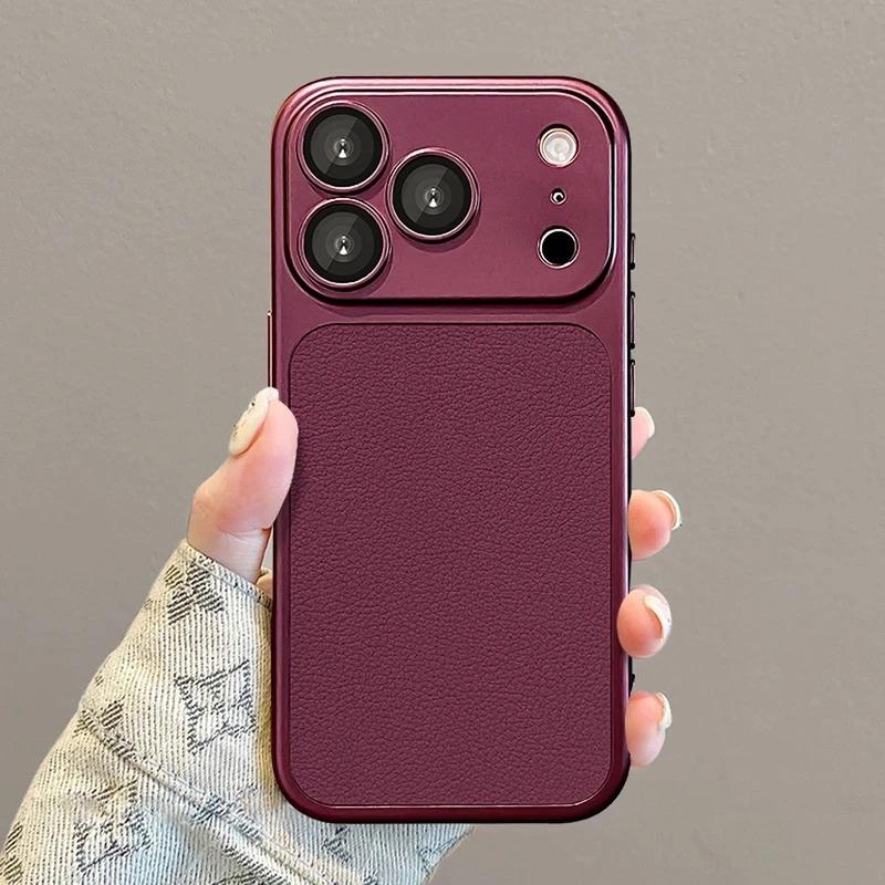 Full viền vân da cao cấp bảo vệ camera vỏ bảo vệ cho iPhone 18/17/16/15/14/13/12/11 Pro Max, kèm film chống trầy, ốp mềm nhám chống sốc, chống bám vân tay, thiết kế tối giản sang trọng.