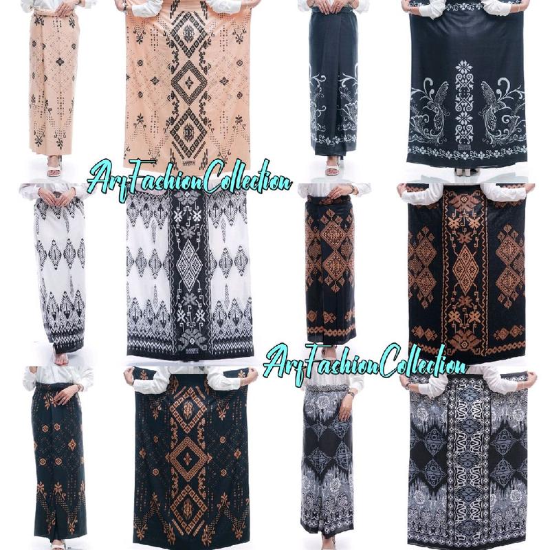 [bisa COD] Sarung Batik Wanita Santri Dewasa Motif Keren Hitam Putih Muslim 3