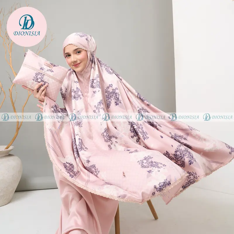Mukena Dewasa Mukenah Travel Jumbo silky 2 in 1 DIONISIA Naura silk  cantik  mewah muslim renda Bordir 3