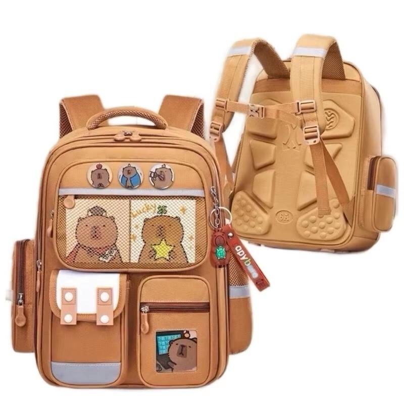 Balo Chống Gù (Loại 1)  Cho Bé Trai Gái Kuromi Chống Nước Ba lô cấp 1 capybara Cặp Sách Học Sinh Tiểu Học tặng kèm stick