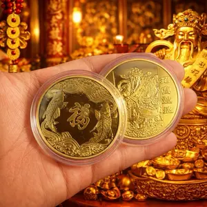 Koin Logam Ikan Koi Hoki Emas Fengshui Dewa Rezeki Versi Baru