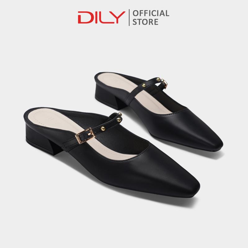 Guốc nữ cao gót DILY quai mảnh đính đá sang trọng guốc sục mũi vuông thời trang cao 3cm DL0588