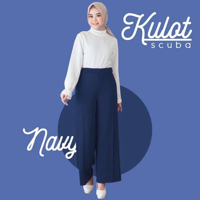 Celana Kulot scuba cubit jumbo premium wanita dewasa bahan halus dan tebal pinggang haighwaist bawahan celana kekinian terbaru 2024 model korean style 2