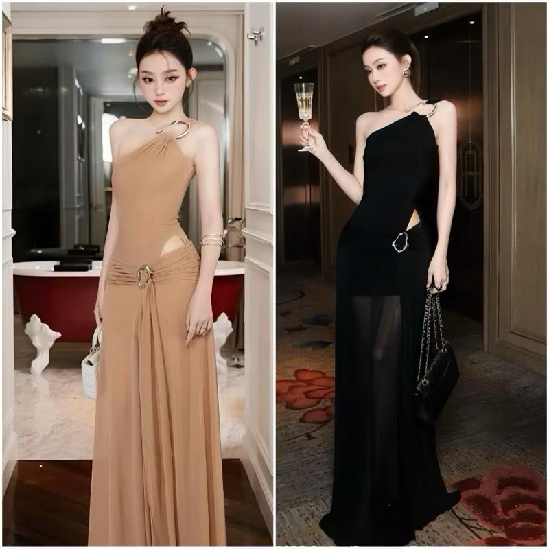  VÁY BODY LƯỚI DỰ TIỆC CHOU ĐÍNH KHOAN CHARM SANG CHẢNH   Đầm body lưới thiết kế lệch vai đính charm 