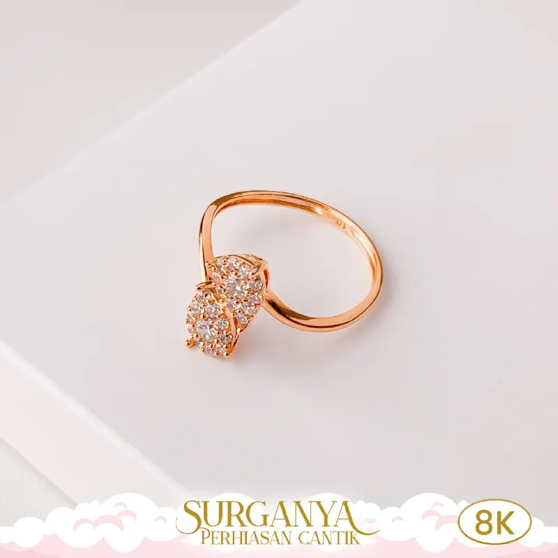Cincin UBS Model List Variasi Permata Kadar Muda 8K Macan Gold 4