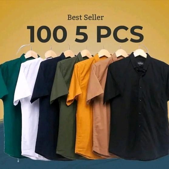 kemeja pria lengan pendek 100ribu 5pcs kemeja polos lengan pendek dewasa slimfit Katun Casual unisex 1