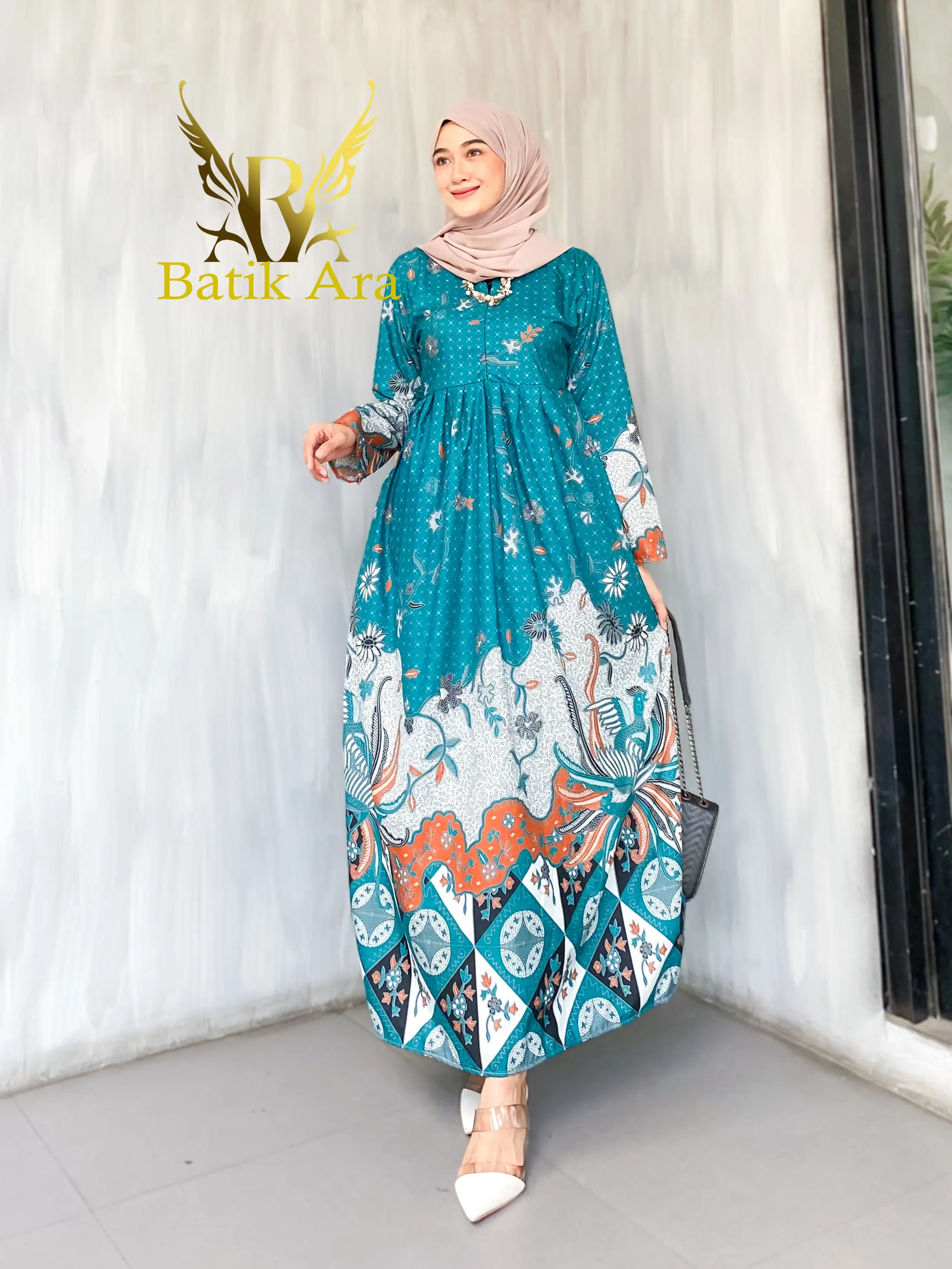 gamis batik Pekalongan busui tali samping baju kondangan muslim dress Wanita Katun Nyaman Tebal Motif Mewah