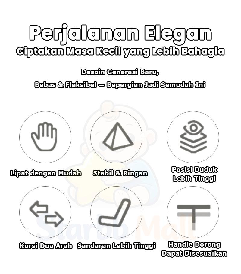 [Bisa COD] Starbb Mall Stroller Bayi Travelling Ibu Bayi Perlengkapan Bayi Stroller Travel Kereta Portable Dorong Kereta Dorong Bayi Lipat 2 Arah Travelling Stroller Bayi Anak-Anak Kursi Dorongan