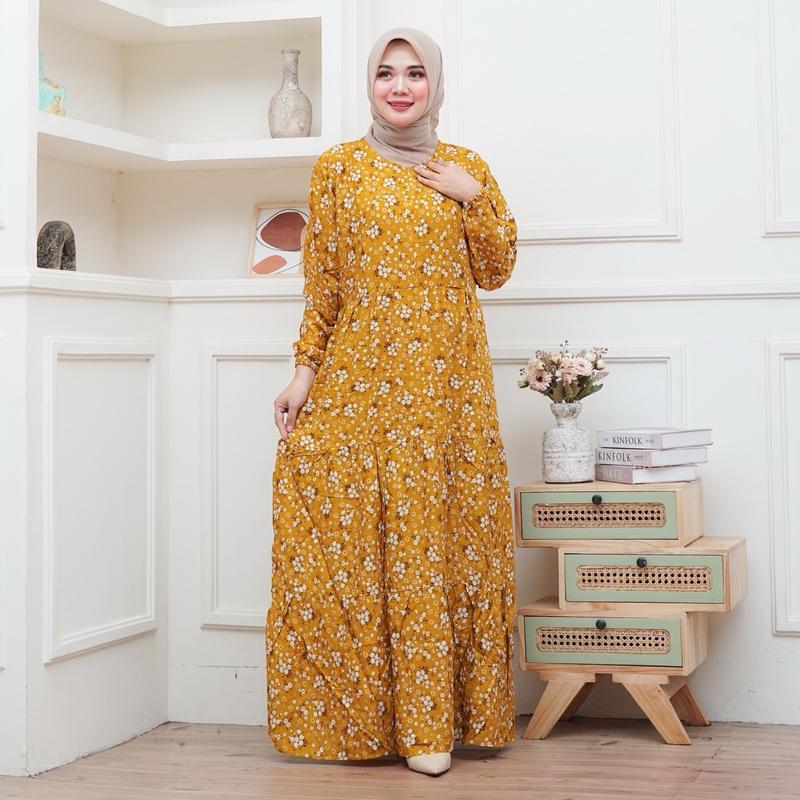 SAKURAN DRESS // GAMIS MOTIF RAYON PREMIUM // DRESS MUSLIM TERBARU BUSUI FRIENDLY 2