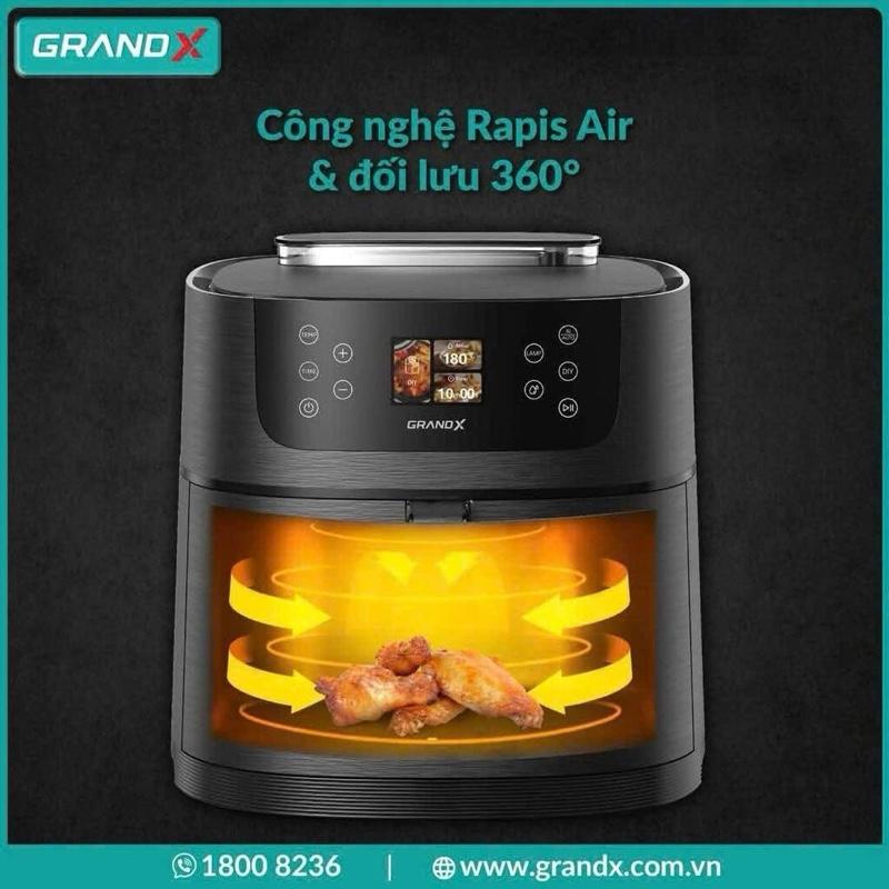 NỒI CHIÊN KHÔNG DẦU + HẤP 2 IN 1 THÔNG MINH GRANDX GX-AR08SMART