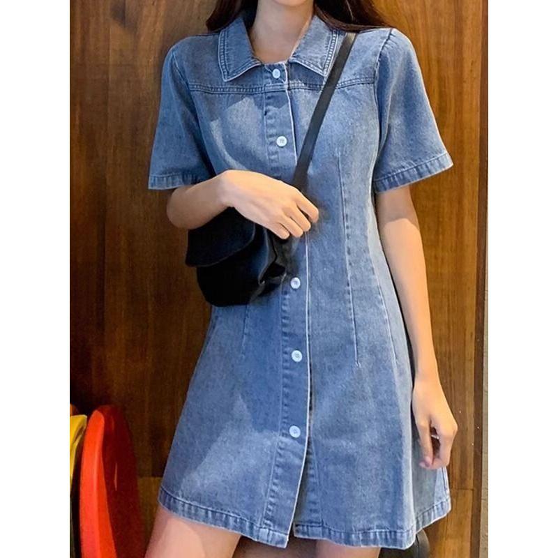 Váy liền bò kiểu muối khí chất trẻ trung cho nữ váy ngắn yếm tôn dáng gầy thu gọn bụng cỡ lớn mẫu mỏng mùa hè 2026 cho nữ