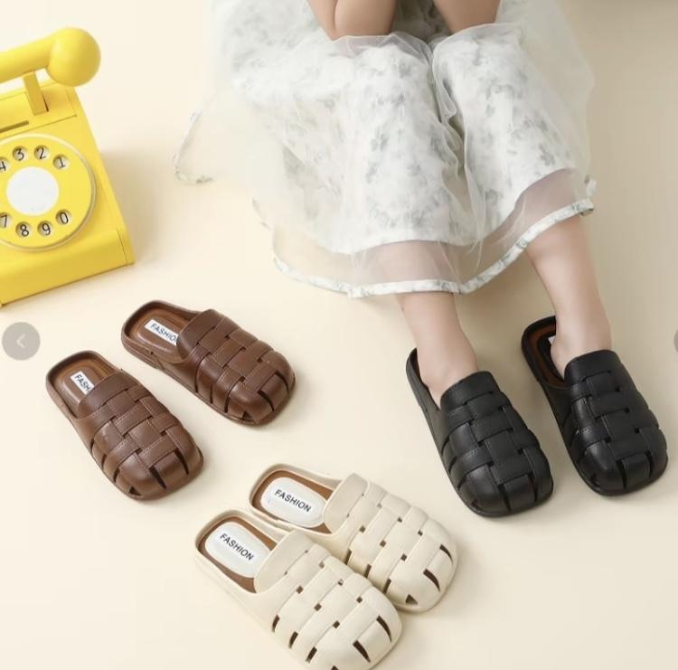 Women's New Office Slippers - Bao Toutou Rome Half-Dragging Versatile ...