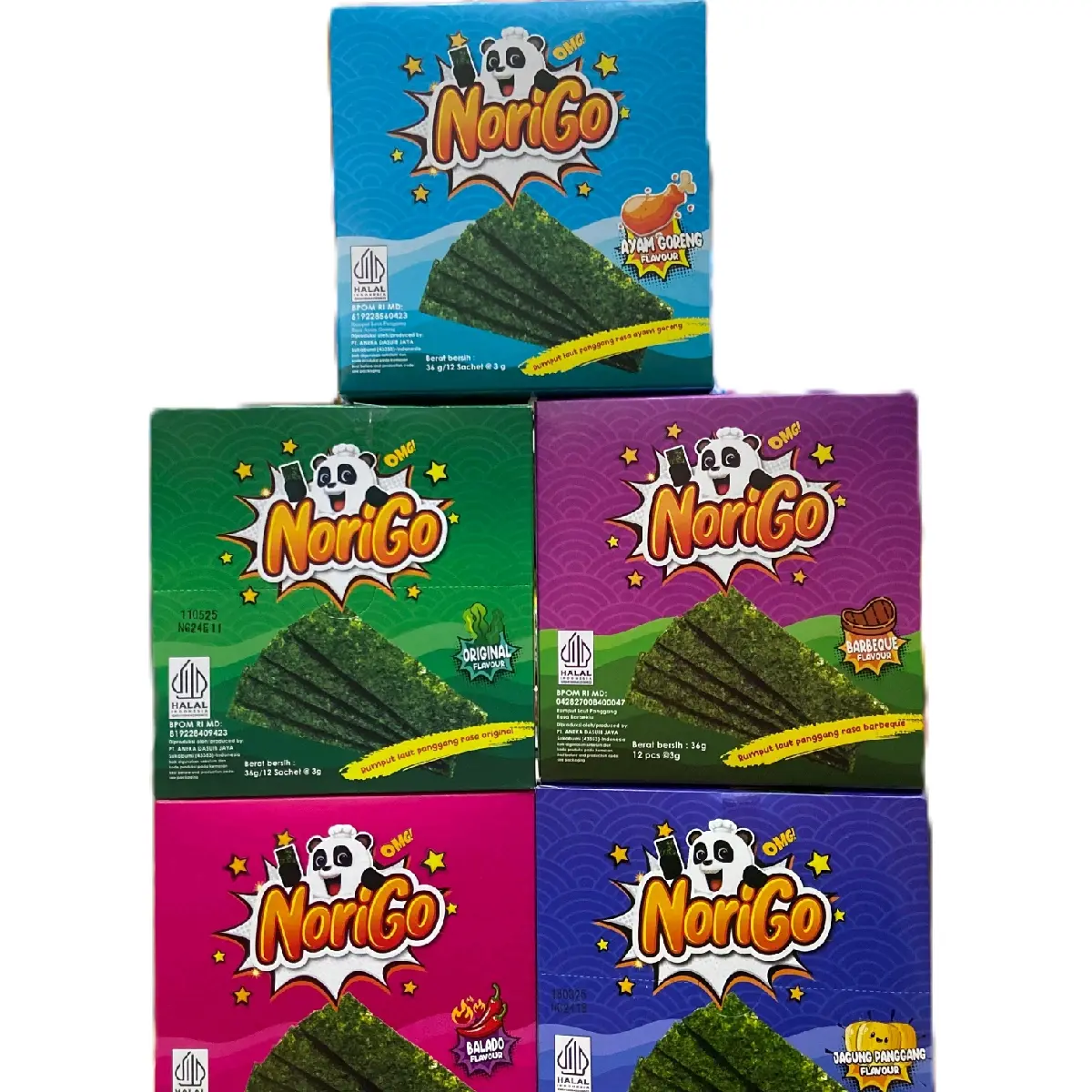 Norigo Rumput Laut Rasa, Isi 12 Pcs, 36g/Box - Makanan Laut - Seaweed, Food Snack