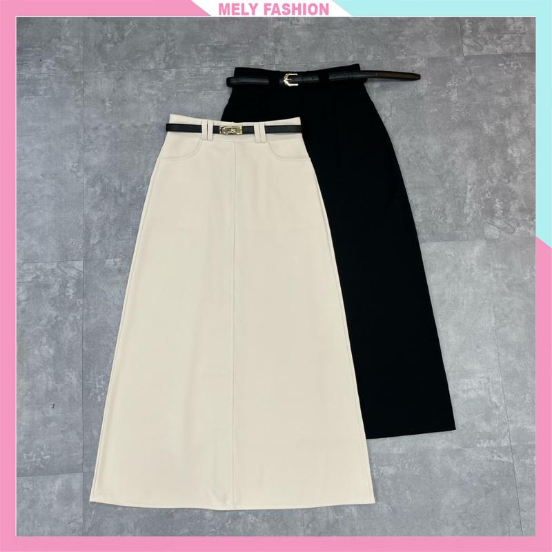  Chân váy dài dáng suông chữ A 85cm Mely Fashion xẻ sau cạp cao tôn dáng che khuyết điểm tốt có túi 2 bên bigsize CV106 
