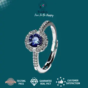 Flores - Cincin Bluesky Antikarat korean style wanita perhiasan berlapis perak Silver 925 - Adjustable Rings