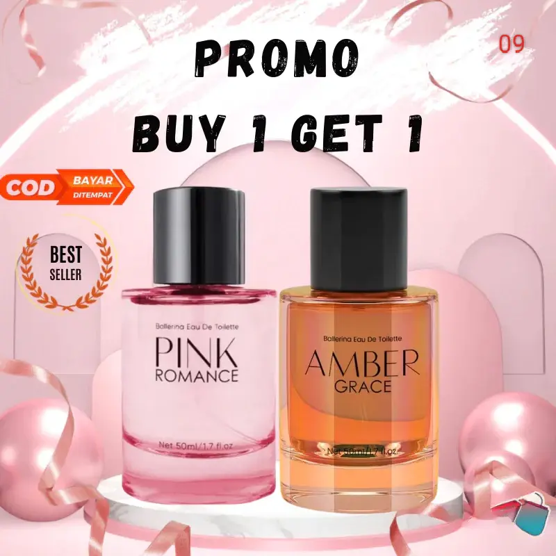 Promo Parfum Miniso Pink Romance+ Amber Grace parfume Hazelnut Bunga Mawar Elegant Perfume Lemon Orange