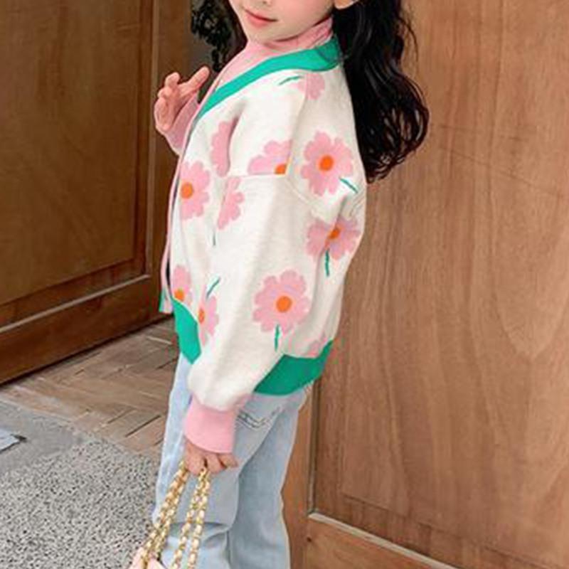 Product Introduction of Stylish Girls' Jacquard Knit Cardigan Sweater with Blossom Accents - Perfect for Any Occasion 18