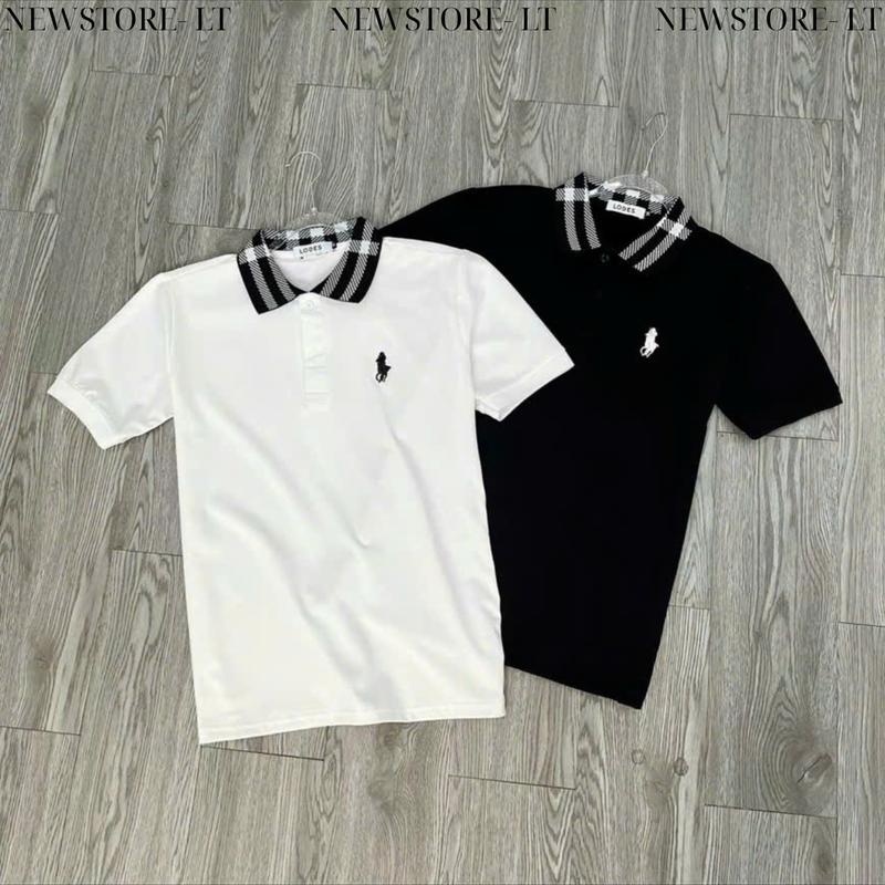 Áo POLO nam ngắn tay phối BO CỔ, chất vải cotton co dãn dày dặn 2 màu trắng đen PL-2 Menswear Cổ Tròn Shirt Pique
