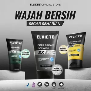 [NON SLS] ELVICTO FACE WASH 100gr | Face Wash Pria Sabun Cuci Muka Brightening Deep Clean 5 in 1 Charcoal Face Wash Oil Control Cleanser Pria Cooling Sensation Face Wash Brightening Face Wash Whitening Sabun Wajah BPOM