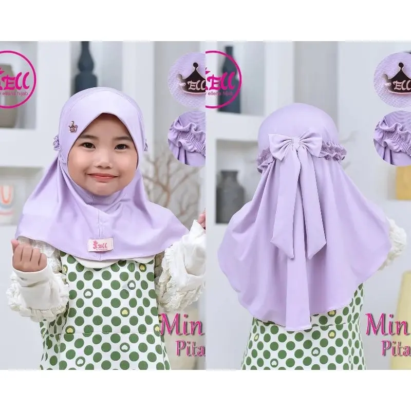 (186 ~ 190) Hijab Bergo Anak MINNIE PITA Ori Ell Hijab | Jilbab Pita Belakang 1-6 thn Jersey 3