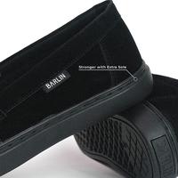Gambar BARLIN Milano - Sepatu Slip On Pria Suede Casual Full Black Sol Jahit Anti Jebol Flat Shoes - full black, 39 dari Barlin Kota Bandung 3 Tokopedia