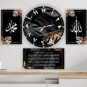 Jam Kaligrafi Monstera Gold 1 set Dinding