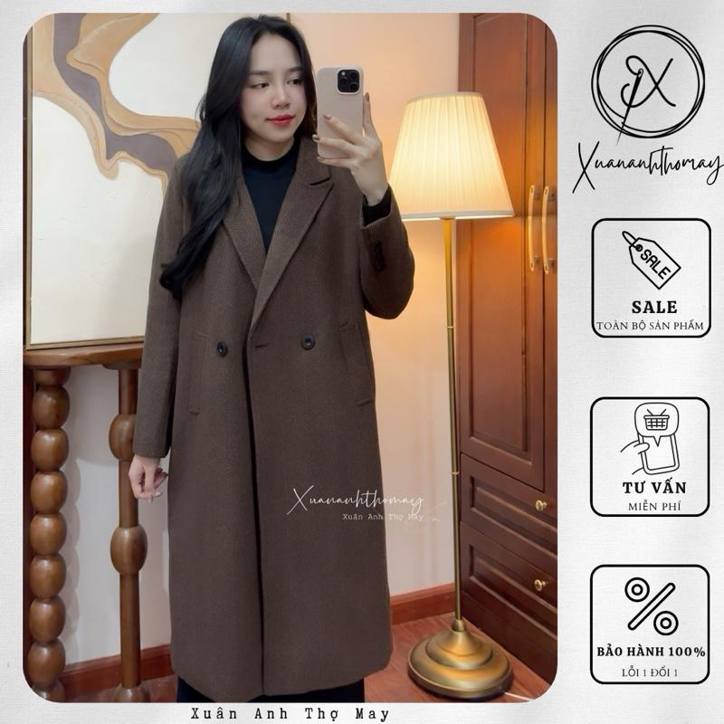  Áo mangto dạ trần trám xương cá nâu đậm  105cm  - Xuananhthomay 