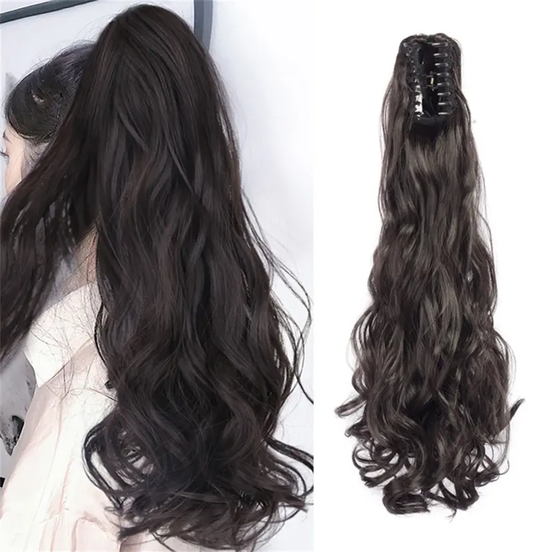 Tóc Giả Dạng Kẹp Vô Hình Xoăn Tự Nhiên,tóc dài， Dành Cho Nữ, Tóc Nối Đuôi Ngựa Gợn Sóng Tổng Hợp, Phụ Kiện Thời Trang, Cindie, Vận Chuyển Từ Việt Nam 3
