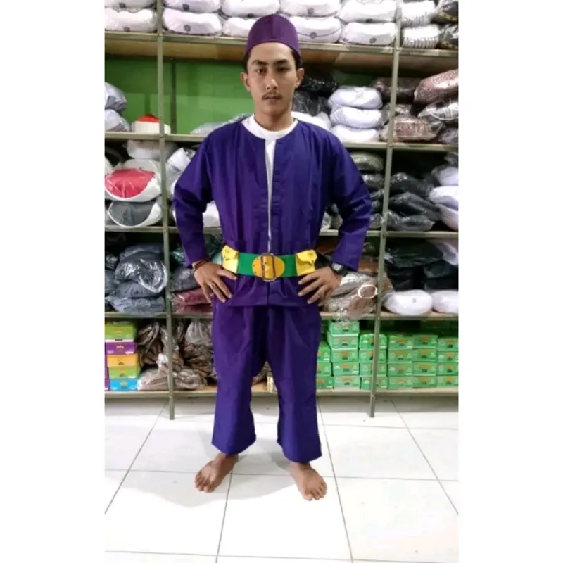 Setelan baju pangsi Dewasa pria Laki-Laki Sunda betawi Jumbo S M L XL Celana Putih 5