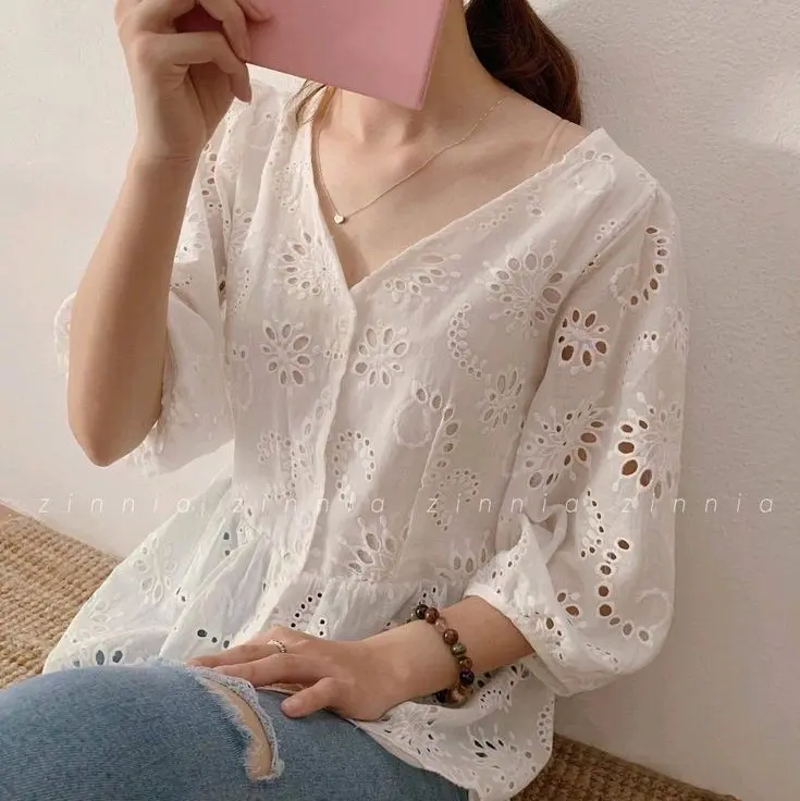 Blus Kemeja Wanita Premium Fashion Week Cantik Panjang Atasan Casual Katun Baju Remaja Top Dewasa Shakila Oversize 5
