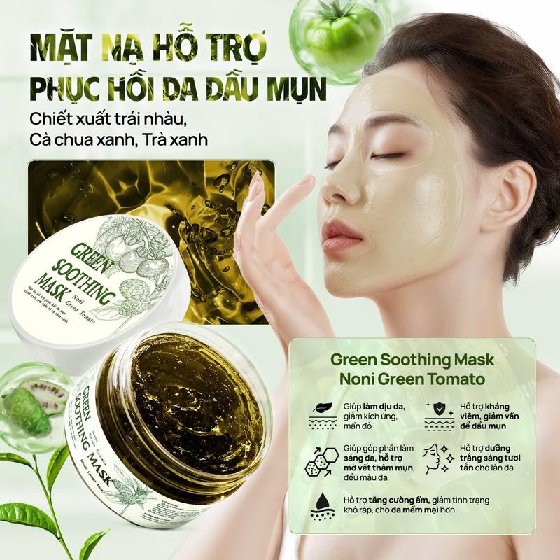 MẶT NẠ THẠCH DÀNH CHO DA DẦU MỤN 50ML - CHIẾT XUẤT TỪ TRÁI NHÀU VÀ CÀ CHUA XANH - TẶNG CỌ QUẸT MẶT NẠ & BÔNG NỞ RỬA MẶT BỌT BIỂN COSMETICS Skincare Dưỡng Ẩm Da Kem Face Làm Đẹp Da Chăm Da Đón Tết