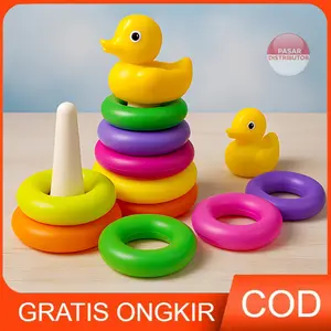 Mainan Anak IM-3863/NET 5PCS RING BEBEK DONAT Mainan Edukasi Bayi Bebek Susun Cincin Anak Montessori