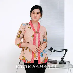 Blouse Batik Atasan Wanita Batik Bunga Mawar Terbaru Baju Batik Wanita Katun Kantor Kerja