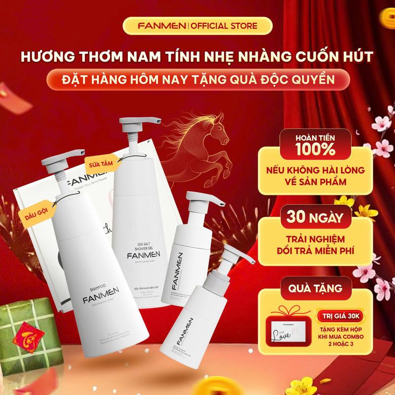    Combo Tự Tin   Dầu gội sạch gàu dưỡng tóc Fanmen 350ml Sữa rửa mặt muối biển chết sạch sâu kiềm dầu,Sữa tắm hương thơm Blue Sea nam tính 350ml và Bọt vệ sinh nam diệt khuẩn khử mùi 100ml hương thơm nam tính | | Tặng Kèm Hộp Đựng 