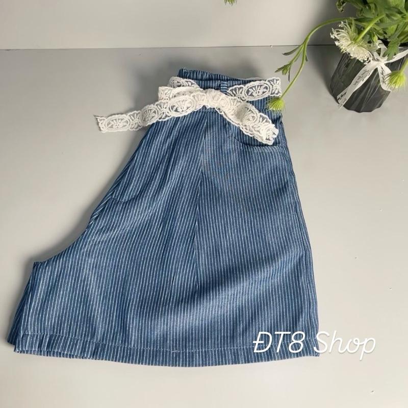 Quần Đùi, Quần Short Nữ Chất Jean Mềm Kẻ Sọc Cạp Khóa, Chun Sau ( Tặng Kèm Dây Nơ ) 4