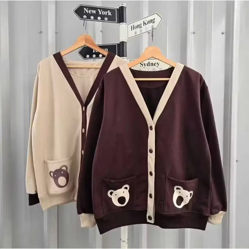 Cardigan Wanita Oversize SAKU BERUANG OUTHER Sweater Cardigan Wanita Oversize Bahan Fleece 0