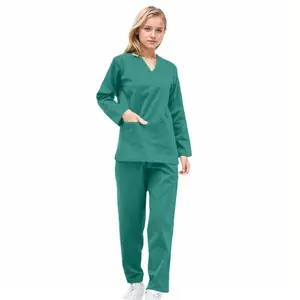 Doctor's Scrub / Set Baju Celana Jaga OKA OK Perawat/Dokter Lengan Panjang Seragam Kerja Wanita Katun Blazer